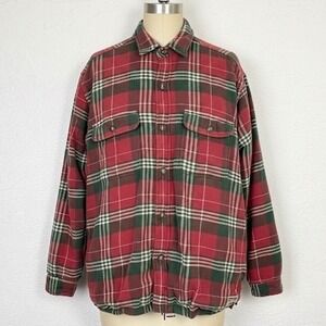 VTG 90s Abercrombie Fitch Flannel Plaid Quilted Lined Jacket Red Large Oversized